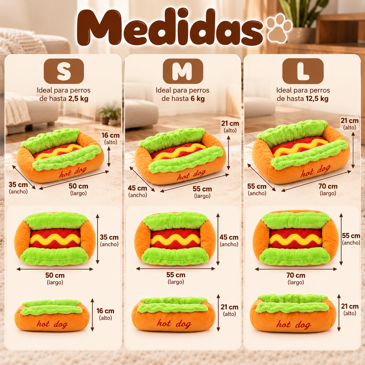 Cama Para Perros Hot Dog